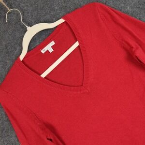 Gap Luxe‎ Red V Neck Long Sleeve Sweater Women's Size Small
